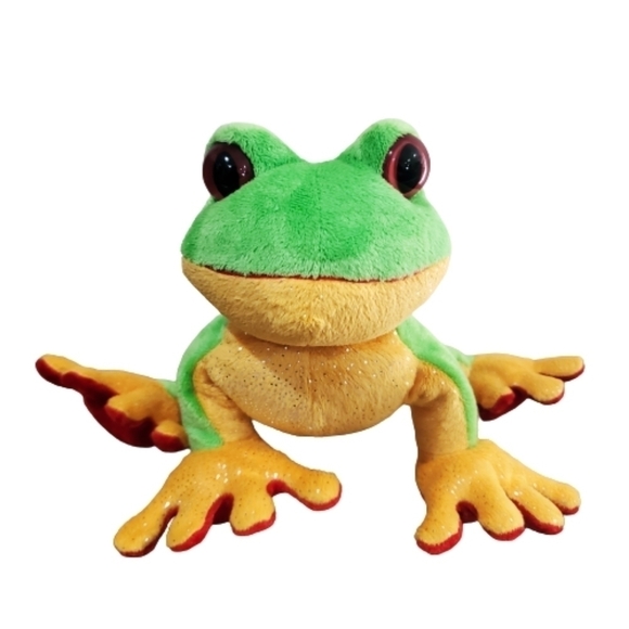 Ganz Webkinz Tree Frog Stuffed Animal Plush Green and Yellow w/Red Eyes 10" - Picture 1 of 9